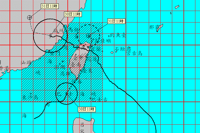 尼莎快閃！海棠接力襲台　最快傍晚登陸　南部防暴雨　（圖／翻攝中央氣象局）