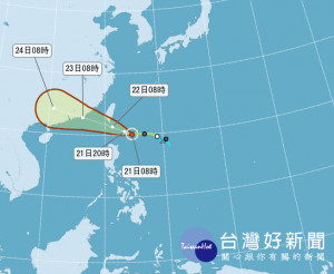 天鴿進逼台灣　明清晨至上午暴風圈將觸陸（圖／翻攝中央氣象局官網）