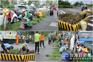 礁溪鄉公所動員上街清掃道路環境。（圖／礁溪鄉公所提供）