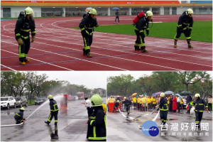 宜蘭縣打火兄弟體技能競賽高潮迭起。（圖／宜蘭縣消防局提供）