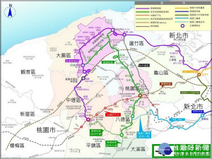 桃園都會區大眾捷運系統路網圖。