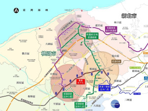 桃園市捷運三心六線路網圖。