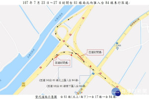 台61線南北匝道替代道路示意圖。
