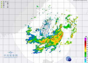 台灣26日白天附近雷達回波圖（圖／翻攝中央氣象局官網）