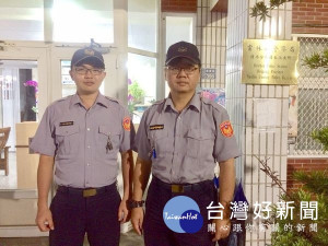 北辰所警員黃中佑、黃建樹熱心為民服務，協助迷途數日之精障男子平安與家人團聚，深獲民眾肯定與讚許。（記者陳昭宗拍攝）