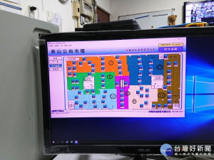 泰山市場新增的監控系統不僅可即時同步反映現場溫度，還可讓管理者利用電腦遠端調整溫度，讓消費環境更舒適 。（圖／市場處提供）