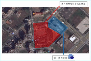 中壢區青埔國小第二期新建校舍位置圖。