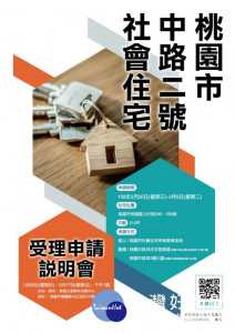 桃園中路二號社會住宅，2月20日起受理申請。