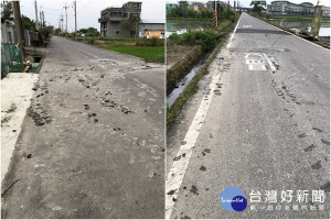 大型農機在路面留下大量田土。（圖／五結鄉公所提供）