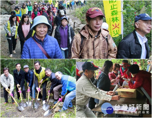 響應礁溪鄉植樹健行活動，公私協力在跑馬古道種植台灣山櫻花。（圖／陳木隆攝）