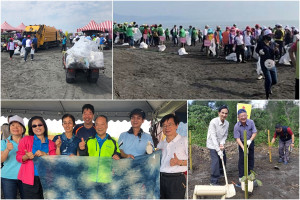 宜蘭近900人參與淨灘植樹及天然染響應世界地球日。（圖／東北角暨宜蘭海岸國家風景區管理處、羅東林管處提供）