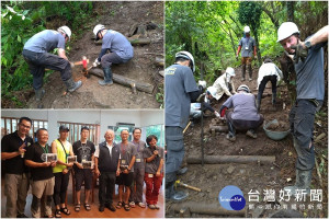 手作步道志工回娘家維修太平山鳩之澤自然步道。（圖／羅東林管處提供）