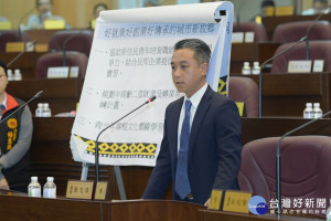 市議員簡志偉在總質詢針對原住民就業、老年福利議題，敦促市府各局處應加強推動原住民族相關政策。(圖／桃園市議會提供)