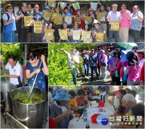 用小花蔓澤蘭淬取天然染料染製美美的環保袋。（圖／陳木隆攝）