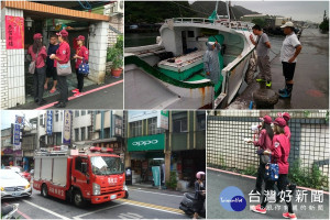 宜蘭消防局出動人員及車輛進行防颱宣導。（圖／宜蘭縣消防局提供）