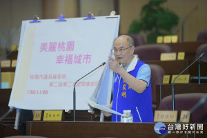 市議員蘇家明在總質詢時，要求市府向中央爭取立法，針對酒醉或失去意識而鬧事的民眾，能夠給予執法員警強制送醫的法令依據，保障員警安全避免爭議。(圖／桃園市議會提供)