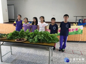 成城國小四健會菁菁籽莖作業組會員分享種菜成果
