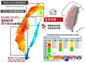 台灣西半部空品達橘色提醒