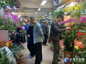 板橋區公所18日於板橋花市舉辦「年貨大街暨歲末年終愛心競標」活動