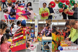 冬山鄉立幼兒園歡喜圍爐呷辦桌，大小朋友提前感受傳統年味。（圖／陳木隆攝）