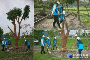 為即將完工的三民濕地公園添綠意並為下一代營造綠色生活而努力，礁溪鄉長張永德率員前往植樹。（圖／礁溪鄉公所提供）