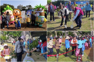 五結鄉植樹護樹暨親子健行改變方式如期舉辦。（左上／羅東林管處提供；右及左下／五結鄉公所提供）