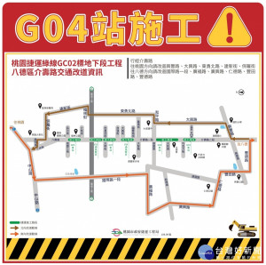 捷運綠線G04站圍籬佈設施工      行經介壽路二段請利用替代道路