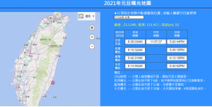 （圖／翻攝台北天文館「元旦曙光地圖」網站）