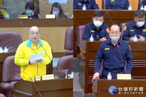 針對資通安全，桃園市議員劉勝全質詢市府警察局長陳國進。