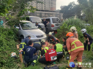 鄭男（58歲）遭壓於自家車底下。員警立即與消防人員將汽車引擎關掉進行救援，現場警消利用千斤頂及木塊將車輛撐起後，將鄭男從車底救出