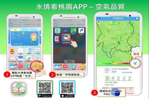 桃市水務局開發「呼吸愛點我」置入「水情看桃園」APP，歡迎下載及使用。