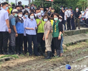 持續性強降雨重創雲林農作，總統蔡英文前往元長鄉視察農損表示，政府絕對會從優、從速、從簡認定災損，讓農民能安心重整農園。