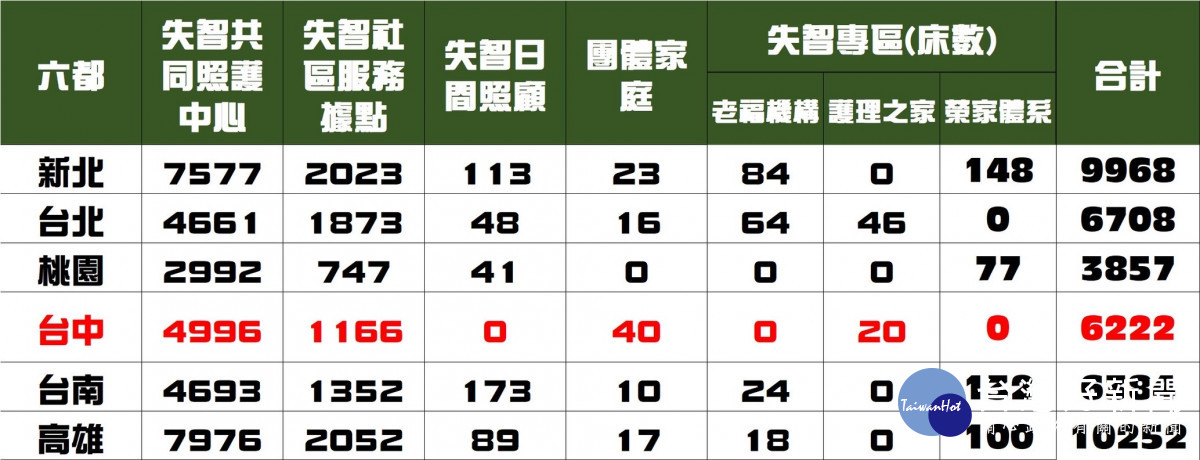 長照數量統計表