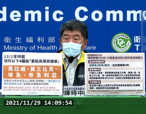 為防堵Omicron病毒入侵台灣，繼南非、波札那、納米比亞、賴索托、史瓦帝尼及辛巴威後，中央流行疫情指揮中心29日再宣布，自12月1日凌晨0時起馬拉威、莫三比克、埃及、奈及利亞等4個國家提升為「重點高風險國家」，入境後須入住集中檢疫所，上述10國亦不適用農曆春節7+7+7、10+4+7的檢疫專案。（圖／衛福部疾管署YouTube）