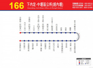 市區公車「【166】下內定-中壢區公所(經內壢)」， 111年3月1日起試辦營運