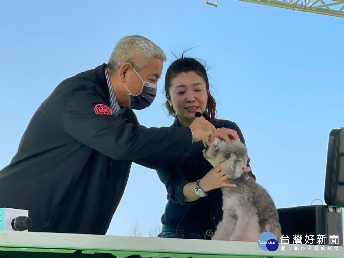 高副市長也一展身手，替狗狗做梳毛和簡單的面容修剪