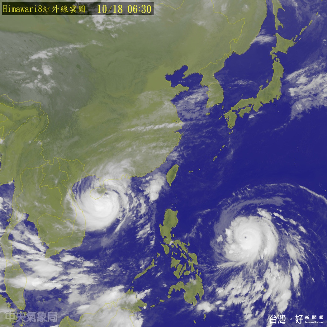 颱風海馬18日凌晨2時增強為強烈颱風。（圖／中央氣象局）