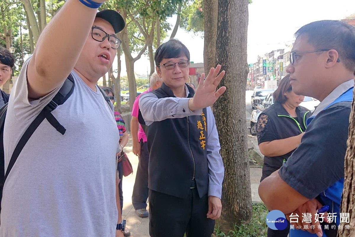 立法委員趙正宇會勘八德區建國路靠近大湳地區遇雨即淹問題，提出３項改善辦法。