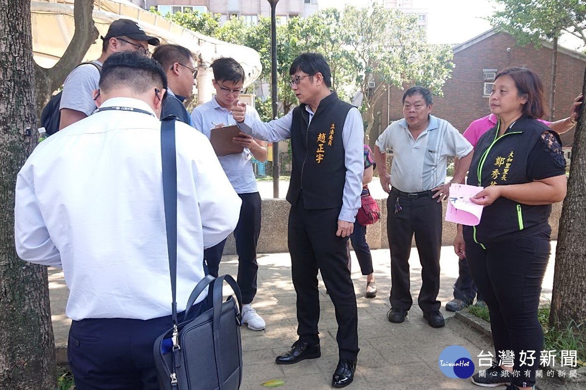 立法委員趙正宇會勘八德區建國路靠近大湳地區遇雨即淹問題，提出３項改善辦法。