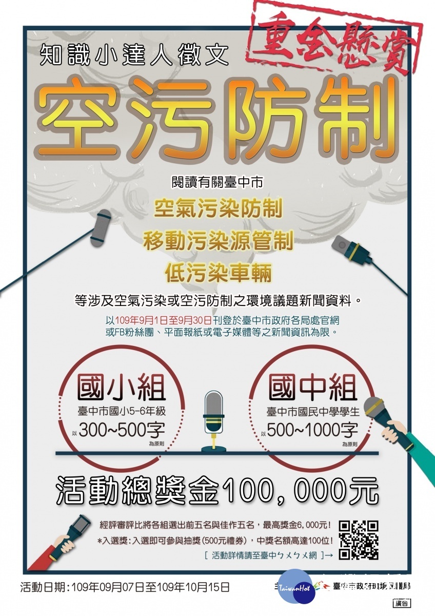 重金懸賞中市 空污小達人 9 7起開始收件 Sharelife 台灣旅行趣