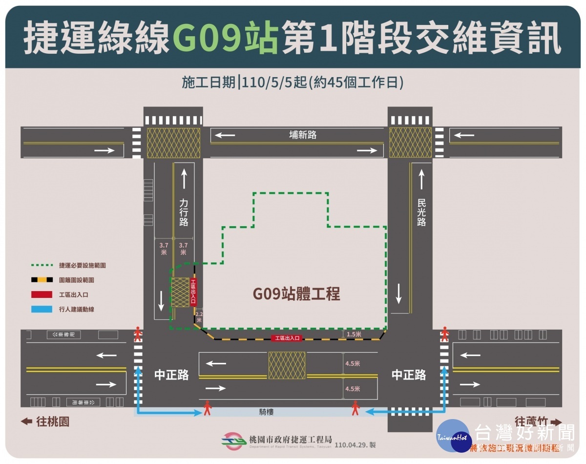 桃園捷運綠線G09站體工程5/5啟動 第一階段中正路既有建物拆除