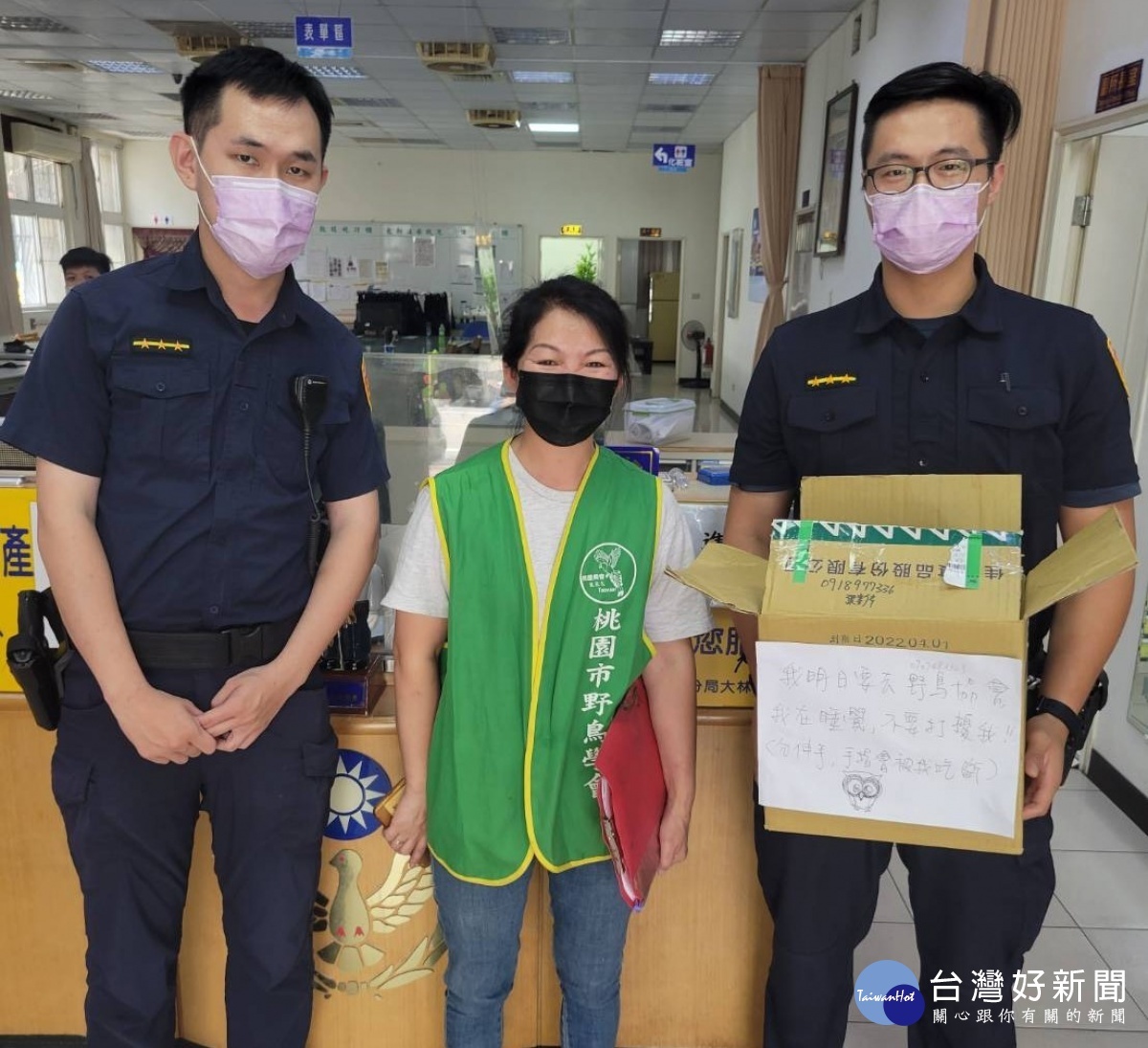 貓頭鷹現身派出所，警方通知動保處安置